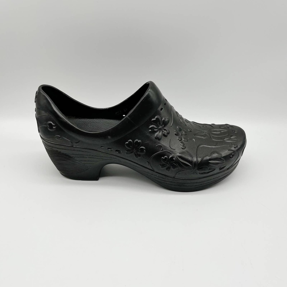 Dansko Women Pixie Rubber Embossed Floral Clogs Size 38 Slip On Comfort